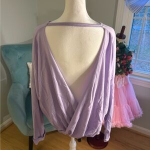 Lavender Open-Back Blouse